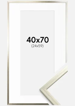 Ramme Edsbyn Sølv 40x70 cm - Passepartout Hvid 25x60 cm