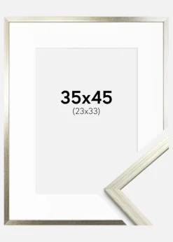 Ramme Edsbyn Sølv 35x45 cm - Passepartout Hvid 24x34 cm