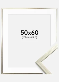 Ramme Edsbyn Sølv 50x60 cm - Passepartout Hvid 16x20 inches