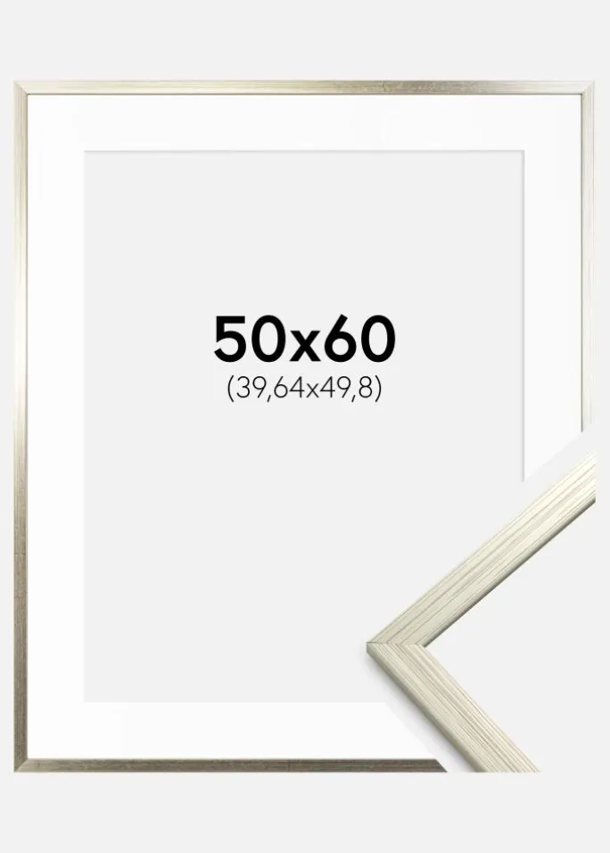 Ramme Edsbyn Sølv 50x60 cm - Passepartout Hvid 16x20 inches