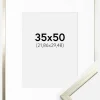 Ramme Edsbyn Sølv 35x50 cm - Passepartout Hvid 9x12 inches