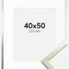 Ramme Edsbyn Sølv 40x50 cm - Passepartout Hvid 28x35 cm