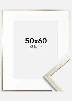 Ramme Edsbyn Sølv 50x60 cm - Passepartout Hvid 35x45 cm