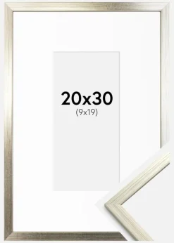 Ramme Edsbyn Sølv 20x30 cm - Passepartout Hvid 10x20 cm