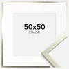 Ramme Edsbyn Sølv 50x50 cm - Passepartout Hvid 35x35 cm