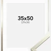 Ramme Edsbyn Sølv 35x50 cm - Passepartout Hvid 30x35 cm