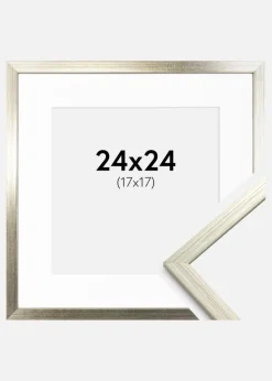 Ramme Edsbyn Sølv 24x24 cm - Passepartout Hvid 18x18 cm
