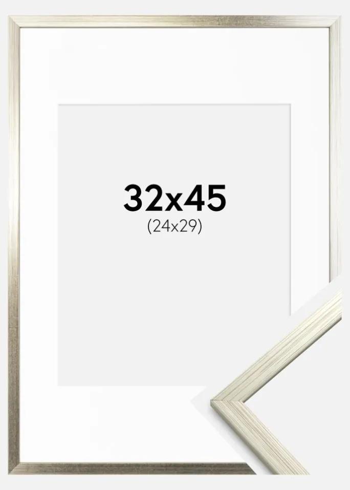 Ramme Edsbyn Sølv 32x45 cm - Passepartout Hvid 25x30 cm