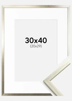 Ramme Edsbyn Sølv 30x40 cm - Passepartout Hvid 21x30 cm