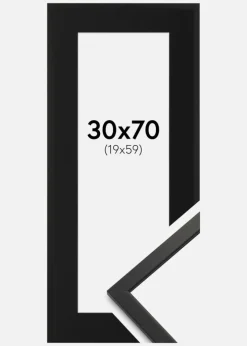 Ramme Edsbyn Sort 30x70 cm - Passepartout Sort 20x60 cm
