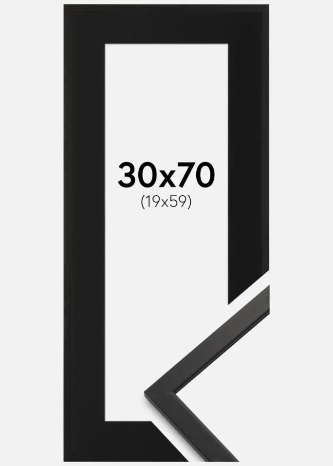 Ramme Edsbyn Sort 30x70 cm - Passepartout Sort 20x60 cm