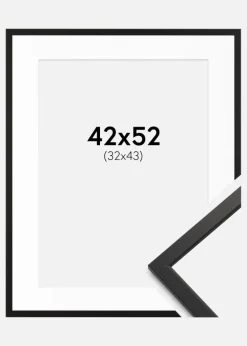 Ramme Edsbyn Sort 42x52 cm - Passepartout Hvid 33x44 cm