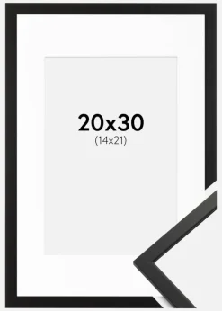 Ramme Edsbyn Sort 20x30 cm - Passepartout Hvid 15x22 cm