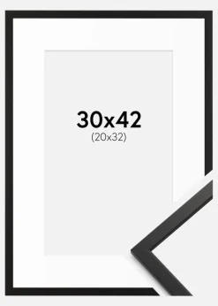 Ramme Edsbyn Sort 30x42 cm - Passepartout Hvid 21x33 cm