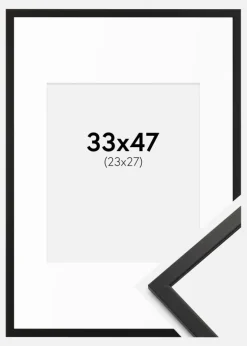 Ramme Edsbyn Sort 33x47 cm - Passepartout Hvid 24x28 cm