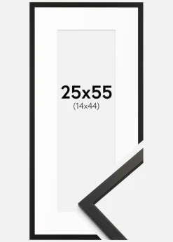 Ramme Edsbyn Sort 25x55 cm - Passepartout Hvid 15x45 cm