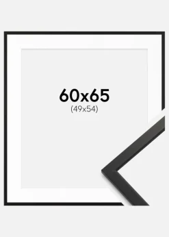 Ramme Edsbyn Sort 60x65 cm - Passepartout Hvid 50x55 cm
