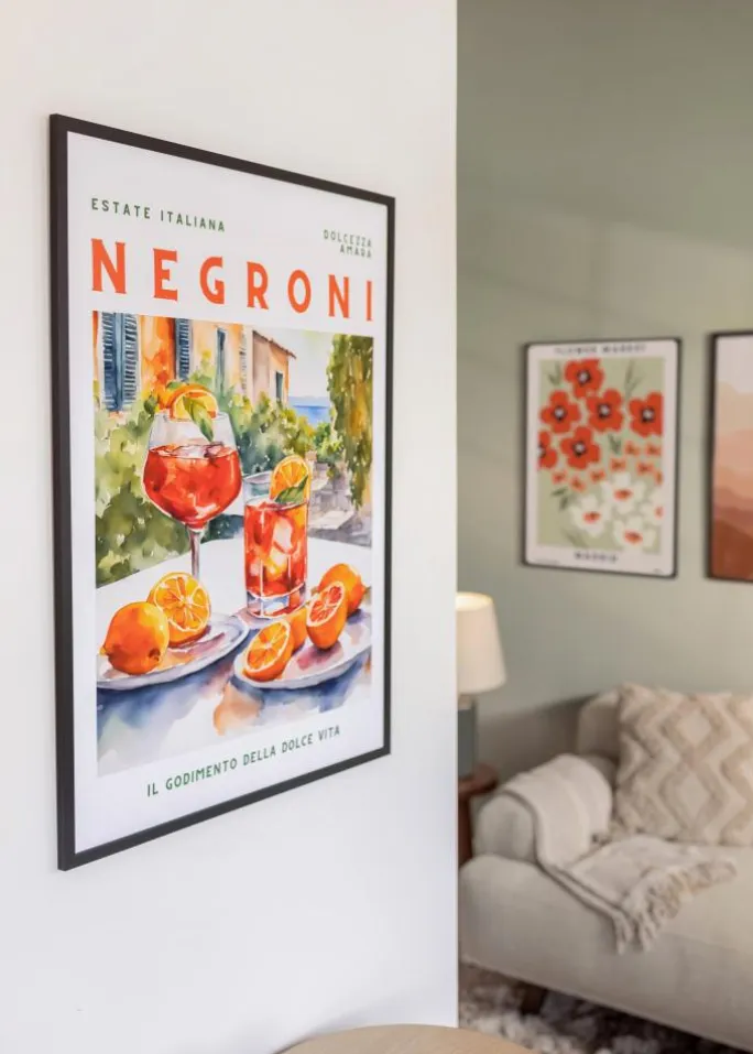 Ramme Edsbyn Sort 60x65 cm - Passepartout Hvid 50x55 cm