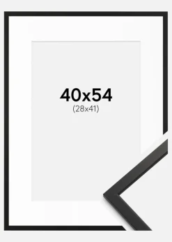 Ramme Edsbyn Sort 40x54 cm - Passepartout Hvid 29x42 cm