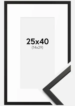 Ramme Edsbyn Sort 25x40 cm - Passepartout Hvid 15x30 cm
