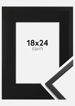Ramme Edsbyn Sort 18x24 cm - Passepartout Sort 13x18 cm