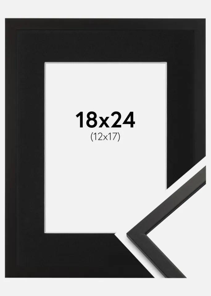 Ramme Edsbyn Sort 18x24 cm - Passepartout Sort 13x18 cm