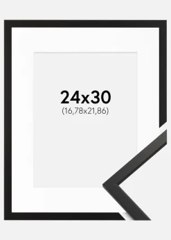 Ramme Edsbyn Sort 24x30 cm - Passepartout Hvid 7x9 inches