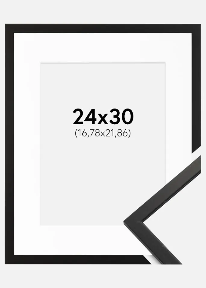 Ramme Edsbyn Sort 24x30 cm - Passepartout Hvid 7x9 inches