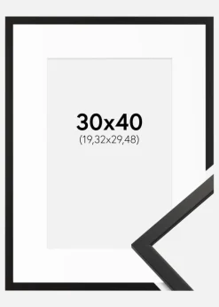 Ramme Edsbyn Sort 30x40 cm - Passepartout Hvid 8x12 inches