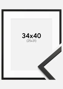 Ramme Edsbyn Sort 34x40 cm - Passepartout Hvid 26x32 cm