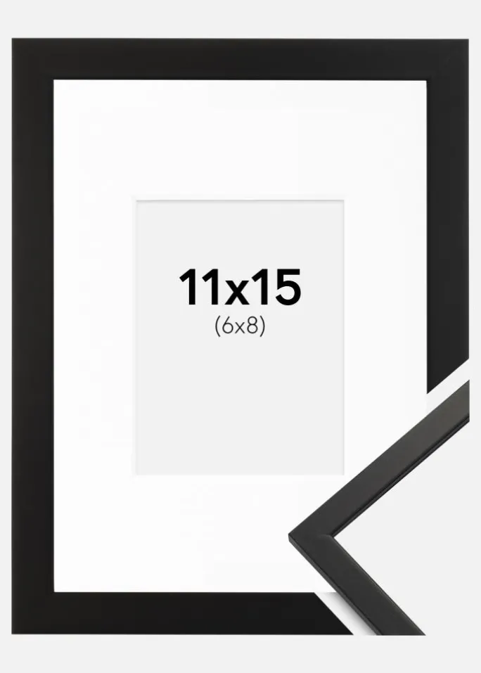 Ramme Edsbyn Sort 11x15 cm - Passepartout Hvid 7x9 cm