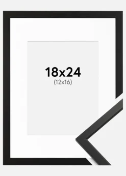 Ramme Edsbyn Sort 18x24 cm - Passepartout Hvid 13x17 cm