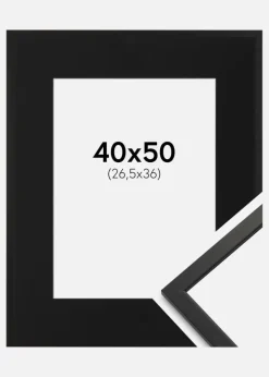 Ramme Edsbyn Sort 40x50 cm - Passepartout Sort 27,5x37 cm