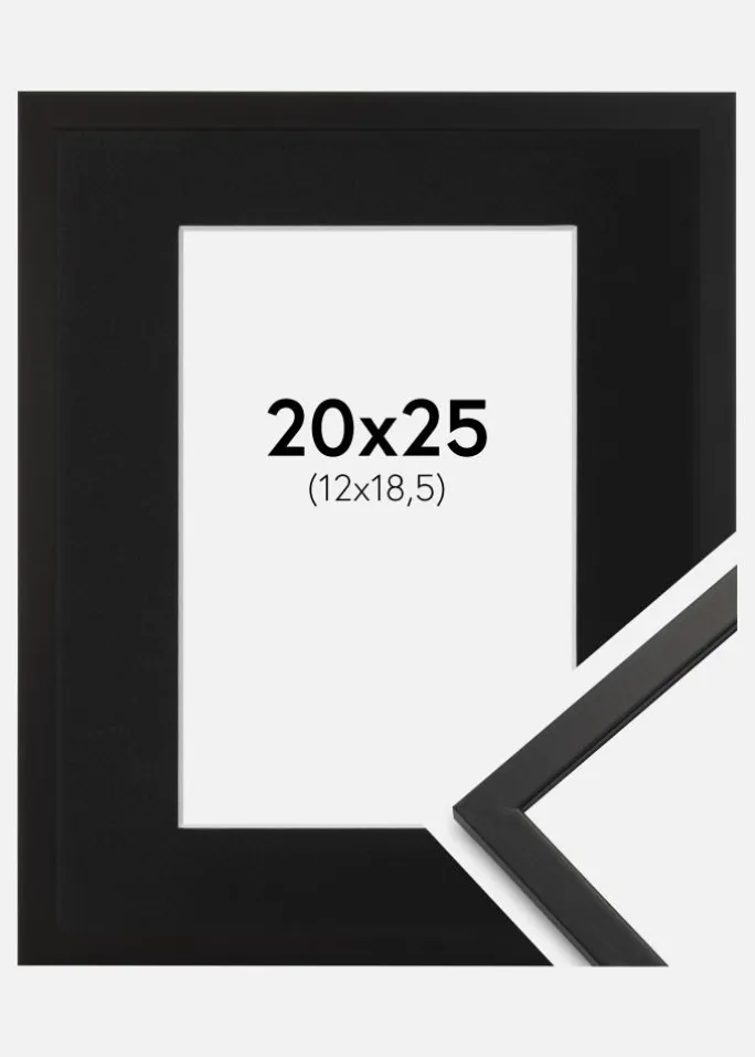 Ramme Edsbyn Sort 20x25 cm - Passepartout Sort 13x19,5 cm