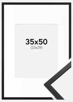 Ramme Edsbyn Sort 35x50 cm - Passepartout Hvid 24x30 cm