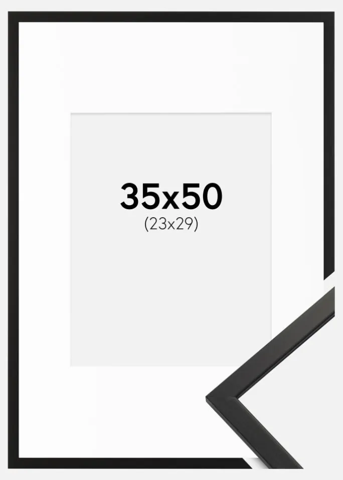 Ramme Edsbyn Sort 35x50 cm - Passepartout Hvid 24x30 cm
