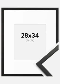 Ramme Edsbyn Sort 26x34 cm - Passepartout Hvid 18x20 cm