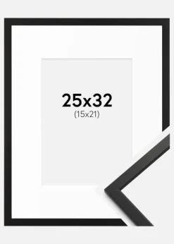Ramme Edsbyn Sort 25x32 cm - Passepartout Hvid 16x22 cm