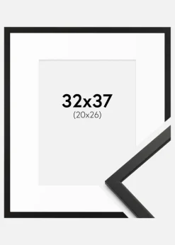 Ramme Edsbyn Sort 32x37 cm - Passepartout Hvid 21x27 cm