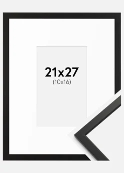 Ramme Edsbyn Sort 21x27 cm - Passepartout Hvid 11x17 cm