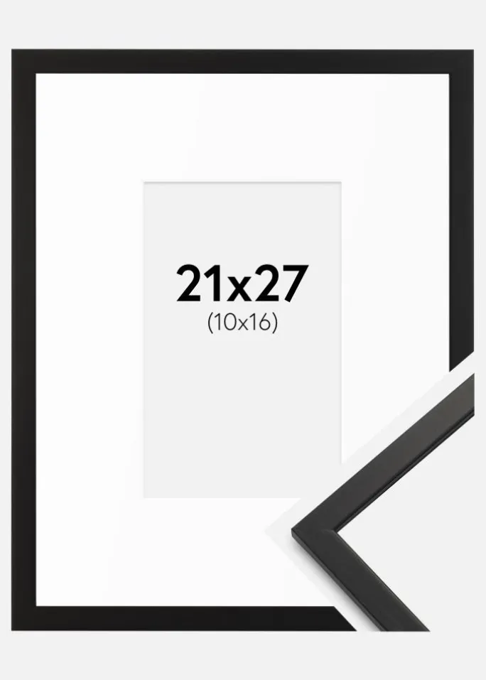 Ramme Edsbyn Sort 21x27 cm - Passepartout Hvid 11x17 cm