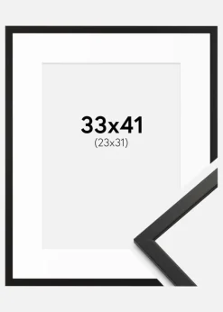 Ramme Edsbyn Sort 33x41 cm - Passepartout Hvid 24x32 cm