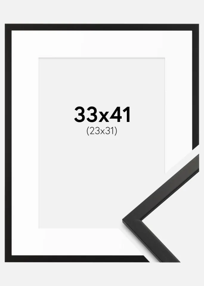 Ramme Edsbyn Sort 33x41 cm - Passepartout Hvid 24x32 cm