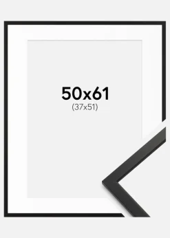 Ramme Edsbyn Sort 50x61 cm - Passepartout Hvid 38x52 cm