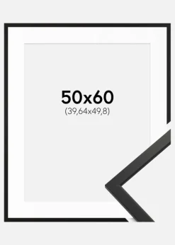 Ramme Edsbyn Sort 50x60 cm - Passepartout Hvid 16x20 inches