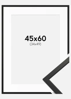 Ramme Edsbyn Sort 45x60 cm - Passepartout Hvid 35x50 cm