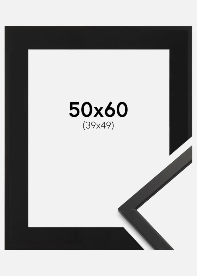 Ramme Edsbyn Sort 50x60 cm - Passepartout Sort 40x50 cm