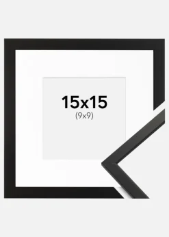 Ramme Edsbyn Sort 15x15 cm - Passepartout Hvid 10x10 cm
