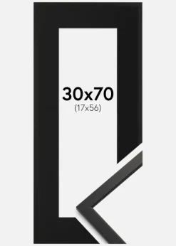 Ramme Edsbyn Sort 30x70 cm - Passepartout Sort 18x57 cm