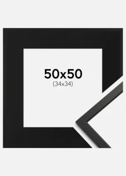 Ramme Edsbyn Sort 50x50 cm - Passepartout Sort 35x35 cm